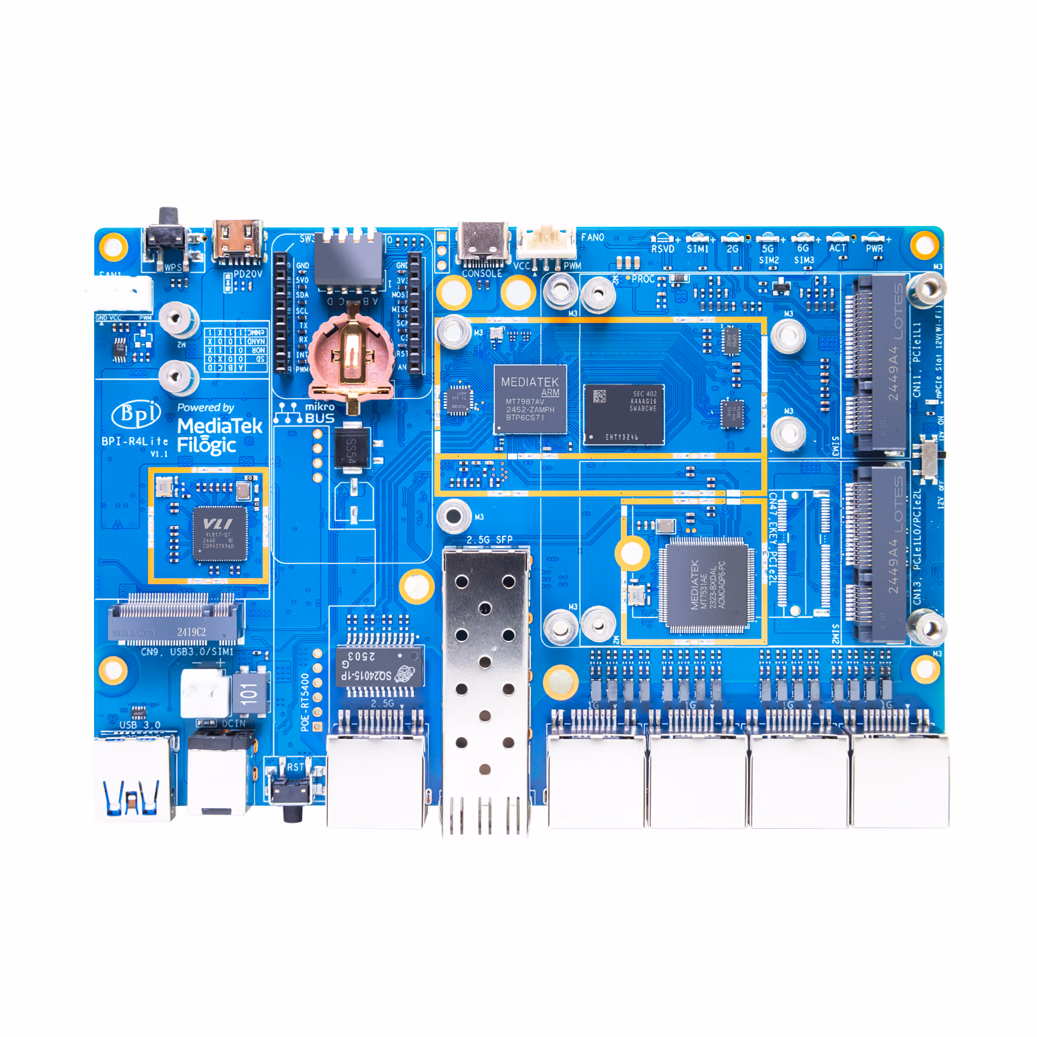 Banana Pi BPI-R4 Lite 基板上面
