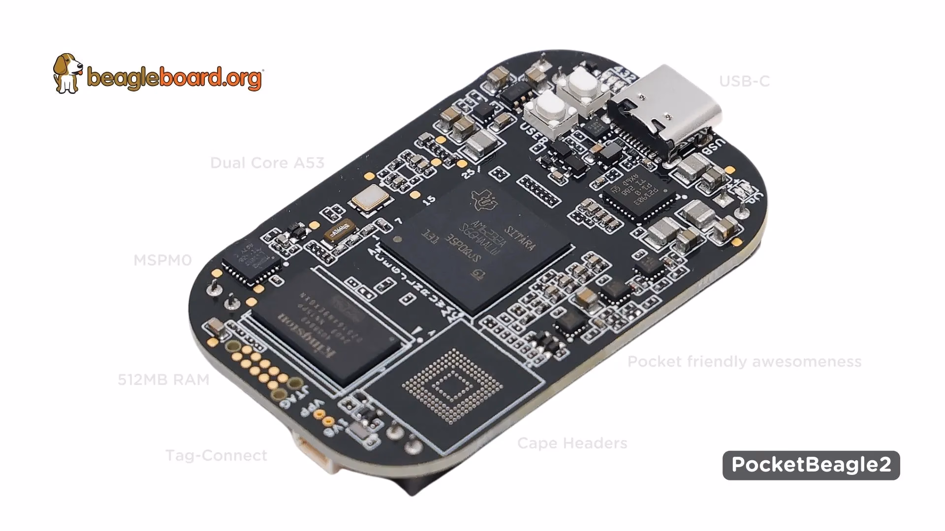 USB-C一本で始める超小型SBC「BeagleBoard PocketBeagle 2」